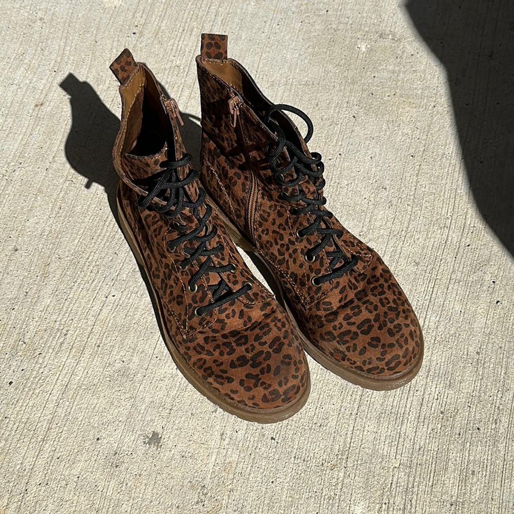 Women’s leopard combat boots
